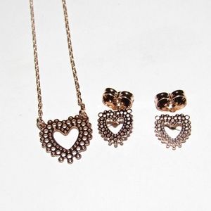 Unbranded Jewelry - Dainty Cut Out Heart Station Necklace Earring Sets Unbranded Jewelry - Dainty Cut Out Heart Station Necklace Earring Sets